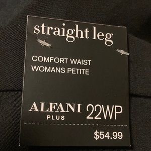 NWT Alfani Womens 20WP straight leg black trousers